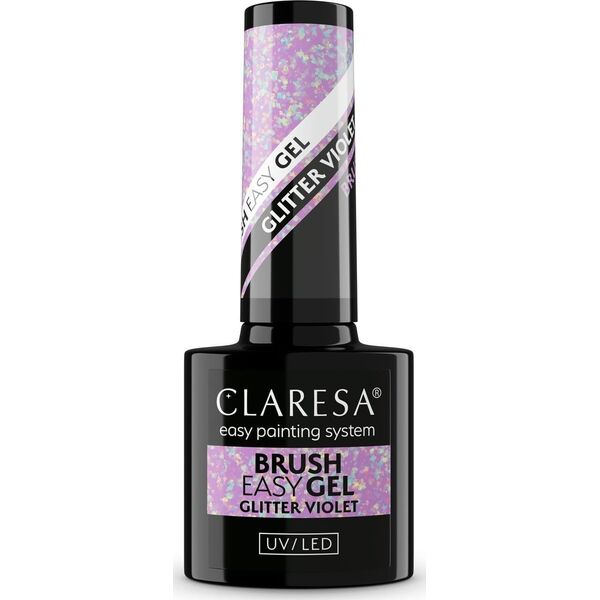 CLARESA Brush Easy Gel Żel do paznokci - Glitter Violet 5 g