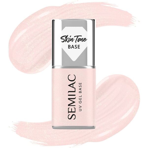 SEMILAC Skin Tone Baza coverowa do lakierów hybrydowych półtransparentna Glitter Rose 7 ml