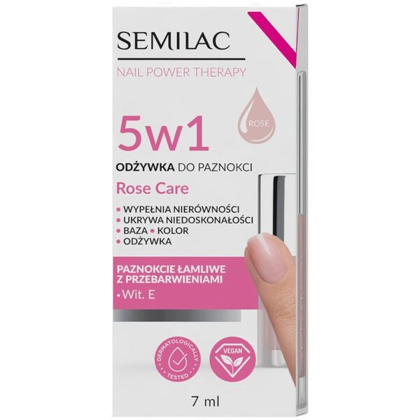 Semilac Odżywka do paznokci nail power therapy 5w1 rose care 7ml