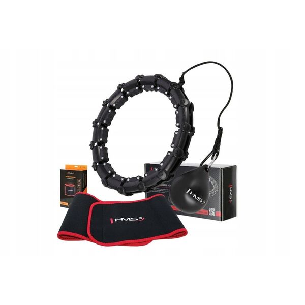 ZESTAW HULA HOP HHW02 BLACK Z WYPUSTKAMI I OBCIĄŻNIKIEM HMS + PAS BR163 RED
