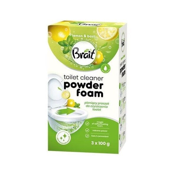 BRAIT Wulkan Pieniący proszek do czyszczenia toalet Lemon & Basil 3 x 100 g