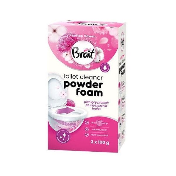 BRAIT Wulkan Pieniący proszek do czyszczenia toalet Cotton Flower 3 x 100 g