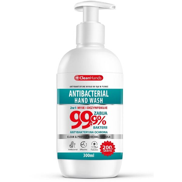 CLEANHANDS Hand Wash Mydło antybakteryjne w płynie Bio formuła 99,9% 300 ml