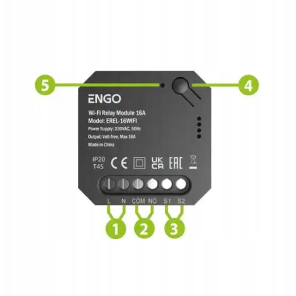 EREL-16WiFi - Smart Relay - Έξυπνο ρελέ WiFi, για το σύστημα ENGO Smart, 1x16A, NO-COM