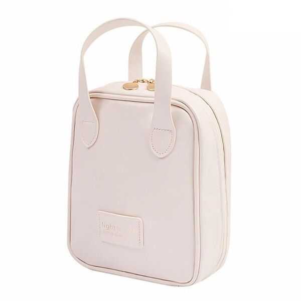 Kosmetyczka organizer na kosmetyki z rączką 17x7x19cm kremowa KS128B