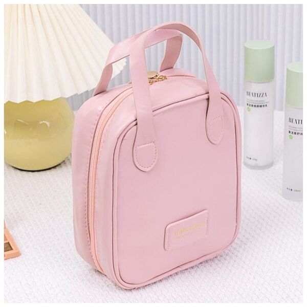 Kosmetyczka organizer na kosmetyki z rączką 17x7x19cm różowa KS128R