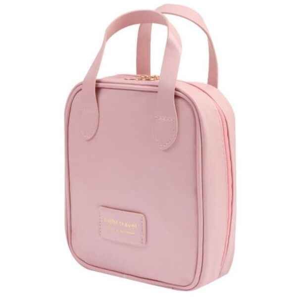Kosmetyczka organizer na kosmetyki z rączką 17x7x19cm różowa KS128R