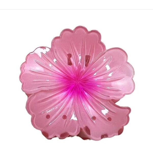 Spinka do włosów klamra XL kwiat HIBISKUS OMBRE róż 7,5 x 7,5cm SP384