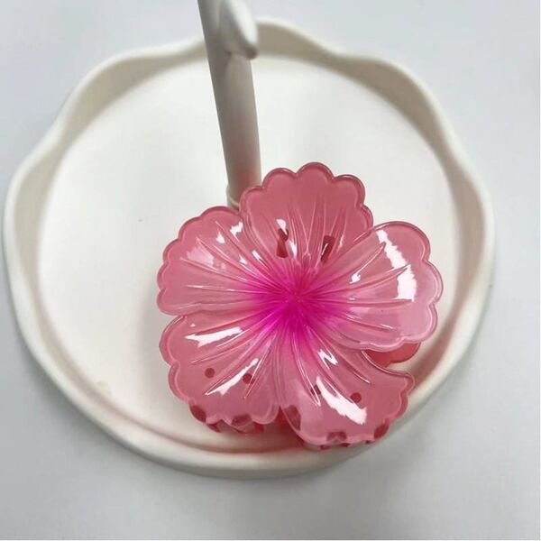 Spinka do włosów klamra XL kwiat HIBISKUS OMBRE róż 7,5 x 7,5cm SP384
