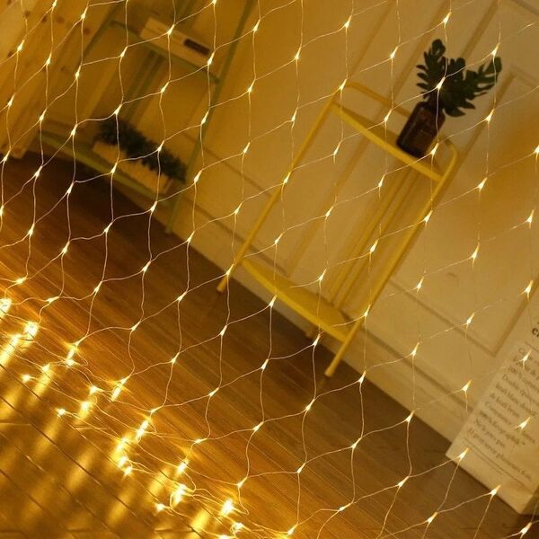 Δίχτυ / Κουρτίνα Led (120 λαμπάκια LED) 1.5m x 1.5m, WARM WHITE / ΖΕΣΤΟ ΛΕΥΚΟ