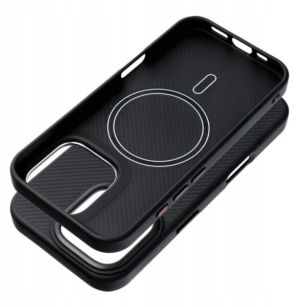 Κάλυμμα Mag Carbon Elite συμβατό με MagSafe ταιριάζει στο IPHONE 15 PLUS μαύρο