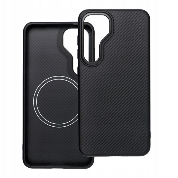 Κάλυμμα Carbon Elite Mag συμβατό με MagSafe ταιριάζει με SAMSUNG S25 PLUS μαύρο