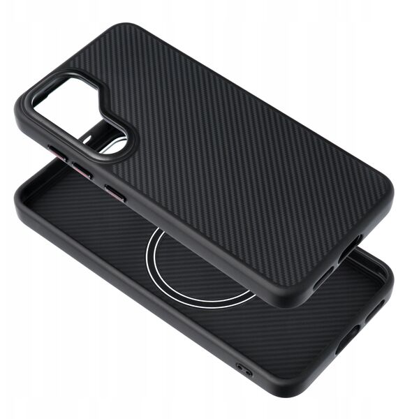 Κάλυμμα Carbon Elite Mag συμβατό με MagSafe ταιριάζει με SAMSUNG S25 PLUS μαύρο