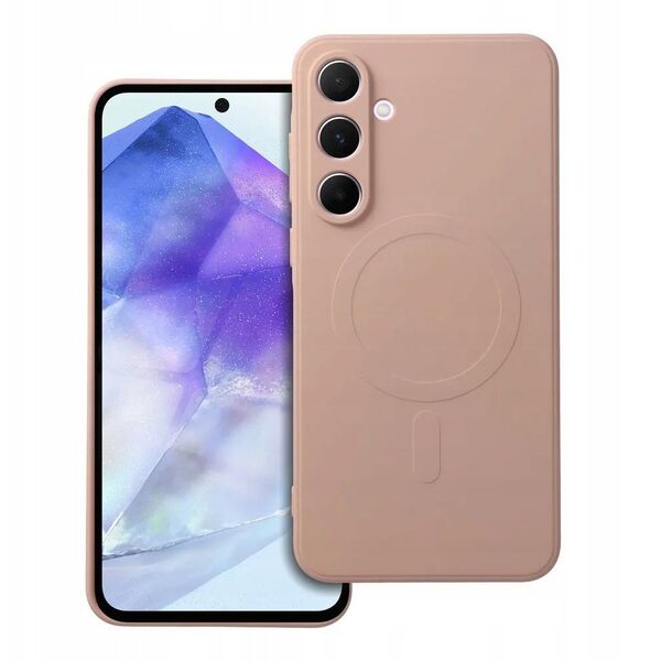 Θήκη SILICONE MAG COVER συμβατή με MagSafe για SAMSUNG A55 ροζ