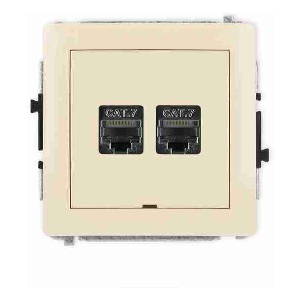 Διπλή υποδοχή υπολογιστή Karlik Deco 1DGKBO-10 2xRJ45, κατηγορία 7, θωρακισμένη, οκταπολική, χωρίς πεδίο περιγραφής, μπεζ