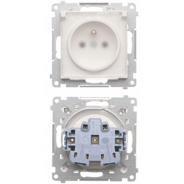 Πρίζα Kontakt-Simon 55 TGZ1BCUZ.01/111A για έκδοση IP44 χωρίς φλάντζα, μονάδα 16 A, 250V~, ταχυσύνδεσμοι λευκό ματ/διαφανές