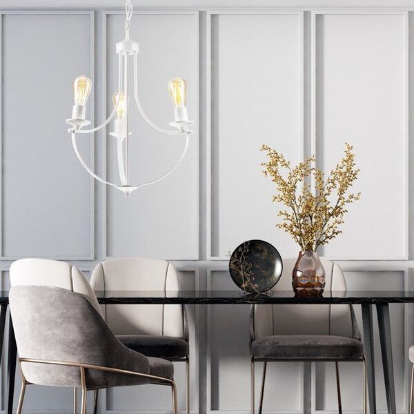 Lamkur Gina 45832 κρεμαστό φωτιστικό 3x60W E27 λευκό