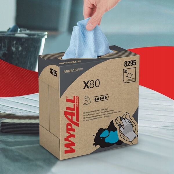 Kimberly-Clark WYPALL X80 Power Clean POP-UP BOX - Πολλαπλών χρήσεων πανί καθαρισμού σε κομμάτια - Μπλε