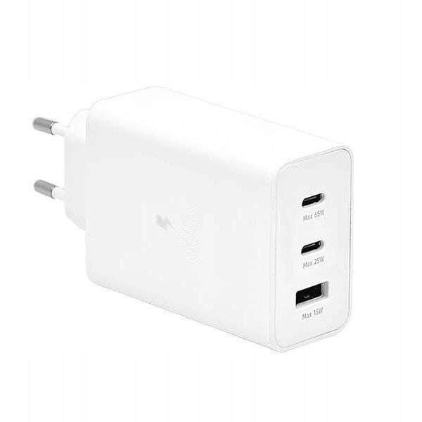 Φορτιστής τοίχου PD 2xUSB-C 65W 1xUSB Λευκό BULK