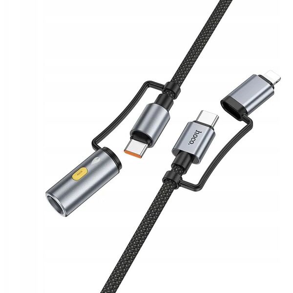 Καλώδιο HOCO All-in-one Typ C / Lightning σε Typ C / Φορτιστής αυτοκινήτου PD 3A 60W U138 1,2 m γκρι
