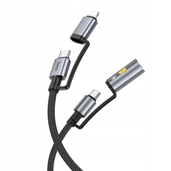 Καλώδιο HOCO All-in-one Typ C / Lightning σε Typ C / Φορτιστής αυτοκινήτου PD 3A 60W U138 1,2 m γκρι