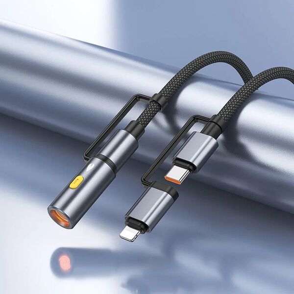 Καλώδιο HOCO All-in-one Typ C / Lightning σε Typ C / Φορτιστής αυτοκινήτου PD 3A 60W U138 1,2 m γκρι