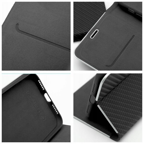 Θήκη LUNA Book Carbon για IPHONE 16e (SE 4 2025) μαύρο