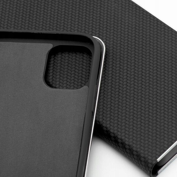 Θήκη LUNA Book Carbon για IPHONE 16e (SE 4 2025) μαύρο