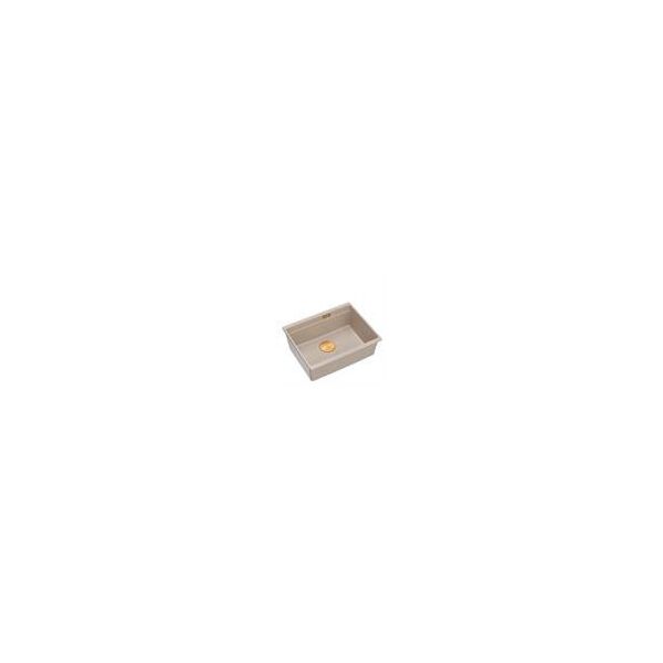 LOGAN 100 GraniteQ νεροχύτης pearl beige 56x45x21,5 cm 1-θέσιος υποκαθήμενος με χειροκίνητο σιφόνι χάλκινος