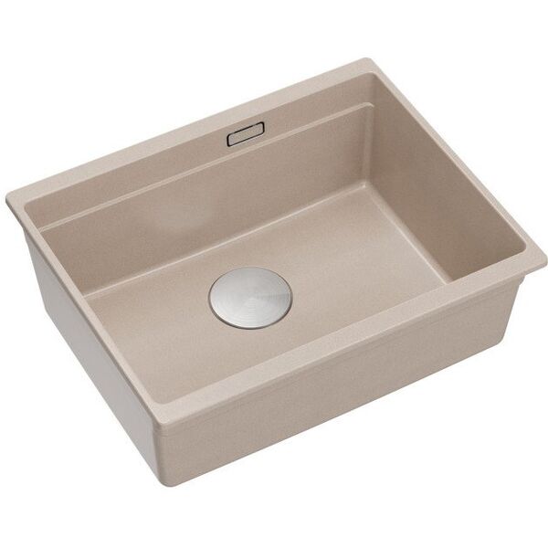 LOGAN 100 GraniteQ νεροχύτης pearl beige 56x45x21,5 cm 1-θέσιος υποκαθήμενος με χειροκίνητο σιφόνι από ανοξείδωτο ατσάλι