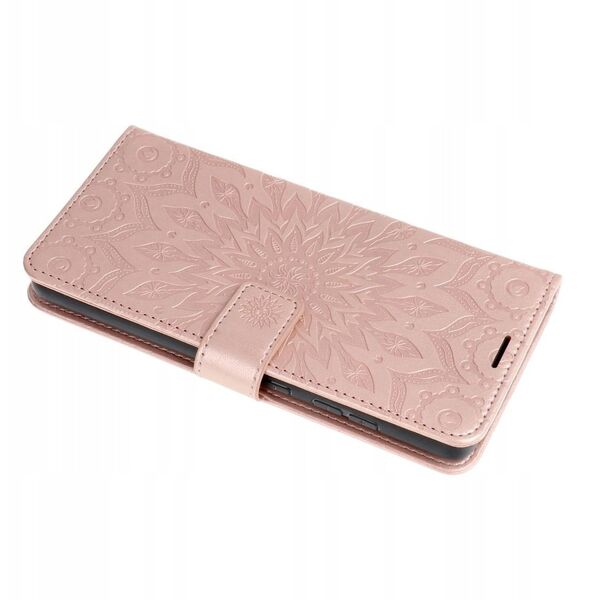 Θήκη βιβλίου MEZZO για XIAOMI Redmi Note 14 4G (GLOBAL - 164,84mm x 78,15mm x 8,16mm) mandala ροζ χρυσό