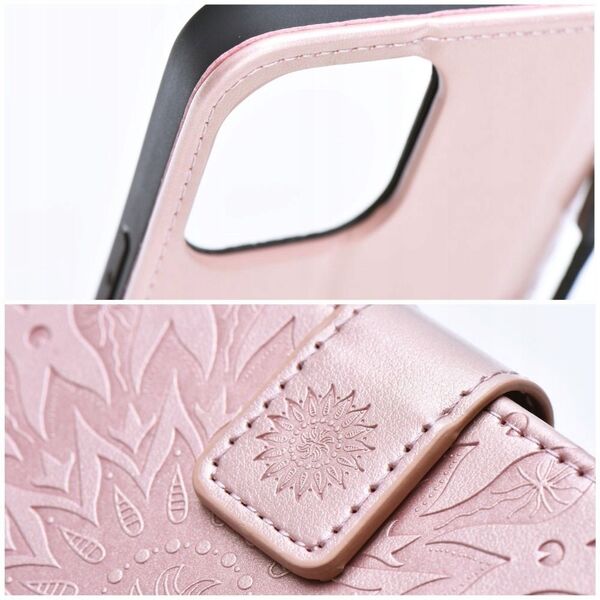 Θήκη βιβλίου MEZZO για XIAOMI Redmi Note 14 4G (GLOBAL - 164,84mm x 78,15mm x 8,16mm) mandala ροζ χρυσό