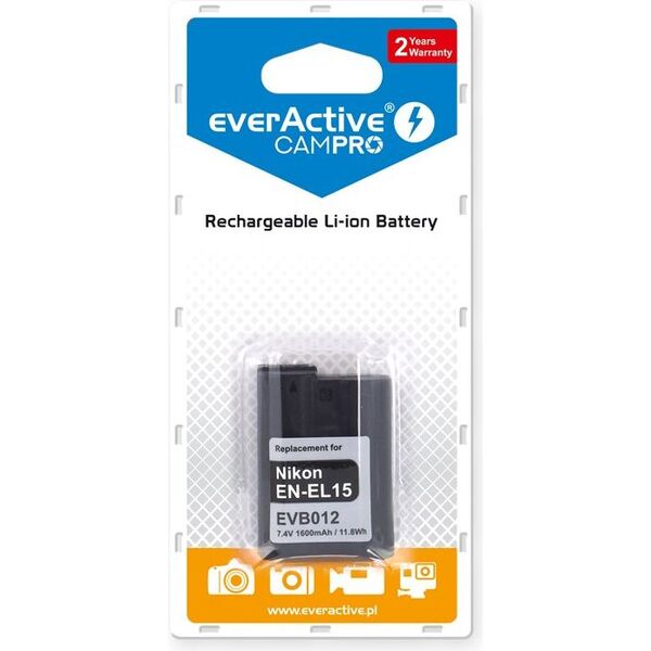 Akumulator EverActive zamiennik dla EN-EL15, 1600mAh (EVB012)