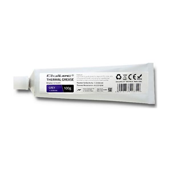 Pasta termoprzewodząca Qoltec Grey 100g (51639)