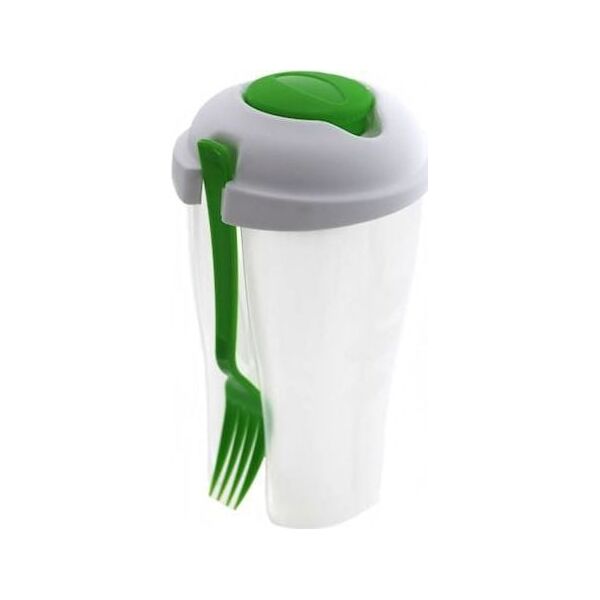 Plastikinė maisto dėžutė salotoms su šakute