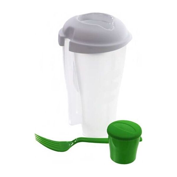Plastikinė maisto dėžutė salotoms su šakute