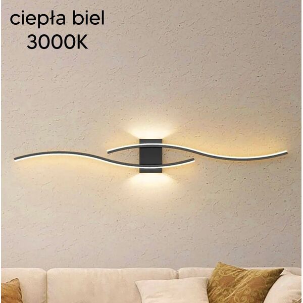 Kinkiet ATL ZD149B Lampa scienna kinkiet czarny 60cm  ciepły biały