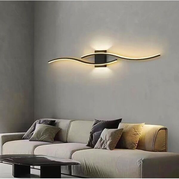 Kinkiet ATL ZD149B Lampa scienna kinkiet czarny 60cm  ciepły biały