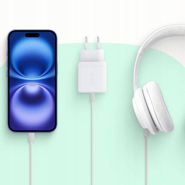 Φορτιστής τοίχου Greencell PowerSource Solo30 Λευκός 30W USB-C Power Delivery