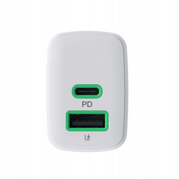Φορτιστής τοίχου Greencell PowerSource Duo30 Λευκός 30W USB-C USB-A Power Delivery QC3.0- 1x USB-C, 1x USB-A