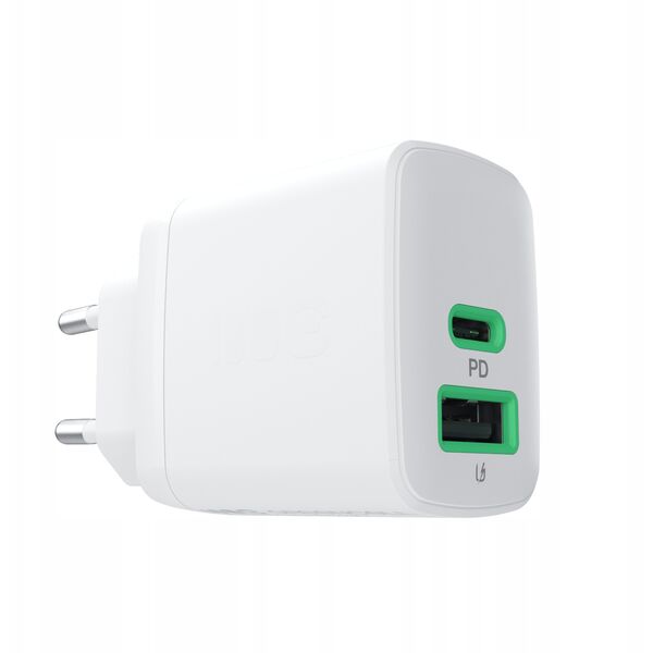 Φορτιστής τοίχου Greencell PowerSource Duo30 Λευκός 30W USB-C USB-A Power Delivery QC3.0- 1x USB-C, 1x USB-A