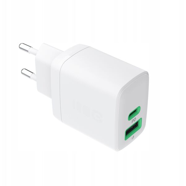 Φορτιστής τοίχου Greencell PowerSource Duo30 Λευκός 30W USB-C USB-A Power Delivery QC3.0- 1x USB-C, 1x USB-A