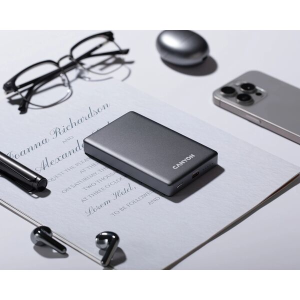 CANYON Powerbank OnPower 510 slim Magsafe 10000 mAh PD20W Γραφίτης