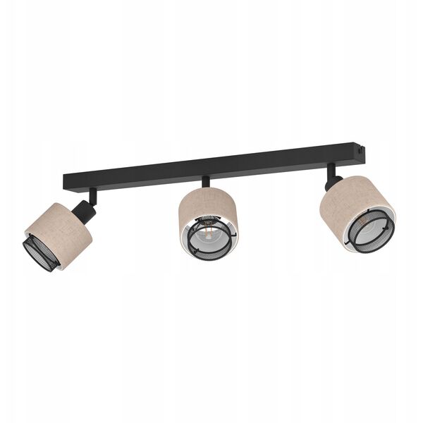 Φωτιστικό σποτ EGLO ROSLEY, 3xE27, μέγιστο 3x40 W, μαύρο/φυσικό λινό, 43x9x18.5cm