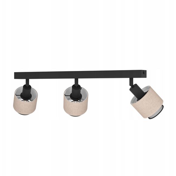 Φωτιστικό σποτ EGLO ROSLEY, 3xE27, μέγιστο 3x40 W, μαύρο/φυσικό λινό, 43x9x18.5cm
