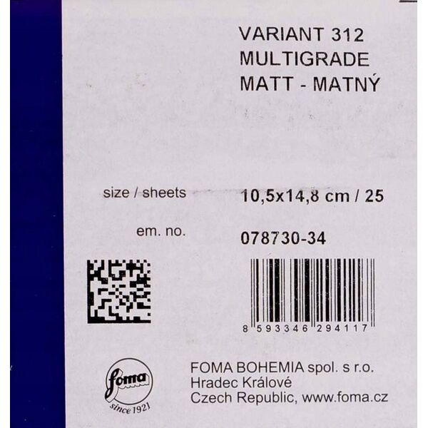 Χαρτί φωτογραφίας Foma Fomaspeed Variant 312 ματ 10x15cm 25 φύλλα