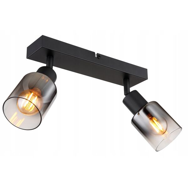 Προβολέας GLOBO HUBERTUS, 2 x E14, 40W, 230V, ματ μαύρο, 7 x 26 x 14 cm