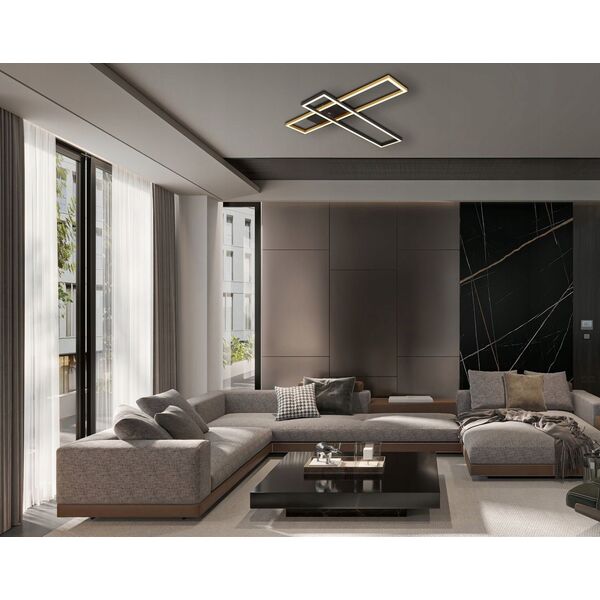 Φωτιστικό οροφής LED GLOBO DAKARI, 30W, 3000K, 3240lm, ματ μαύρο/χρυσό χρώμα, 7.5x60x80cm