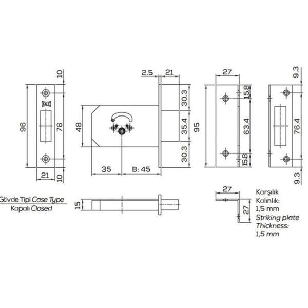 ΚΛΕΙΔΑΡΙΑ MORTISE KALE 156/F 5 ΚΛΕΙΔΙΑ
