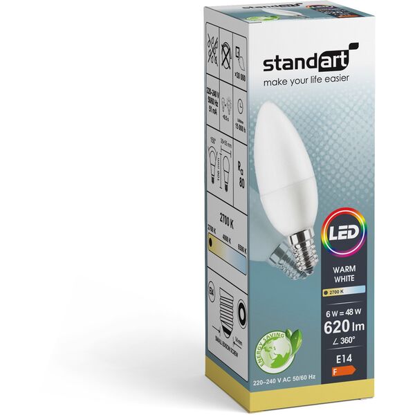 ΛΑΜΠΑ LED B35 6W E14 620LM 2700K ΜΑΤ (6)